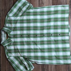 5.11 Tactical Short Sleeve Snap Up Green Plaid Camp Shirt Size Large